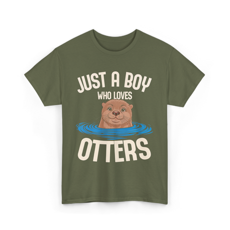 Just a Boy Otters Kids T-Shirt - Military Green