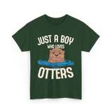 Just a Boy Otters Kids T-Shirt - Forest Green