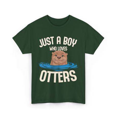 Just a Boy Otters Kids T-Shirt - Forest Green