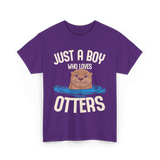 Just a Boy Otters Kids T-Shirt - Purple