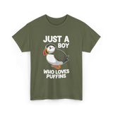 Just a Boy Puffins Puffin T-Shirt - Military Green