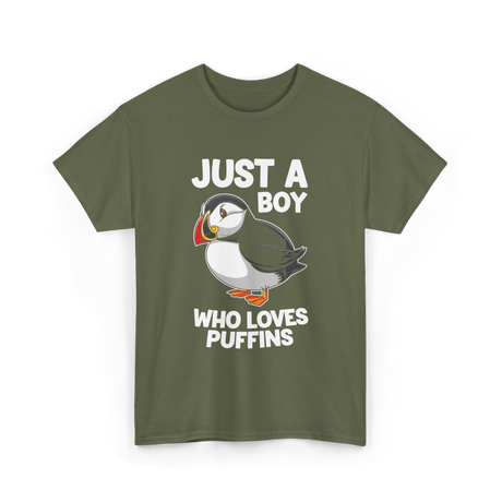 Just a Boy Puffins Puffin T-Shirt - Military Green