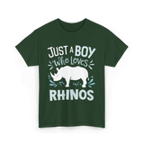 Just A Boy Rhinos Love T-Shirt - Forest Green