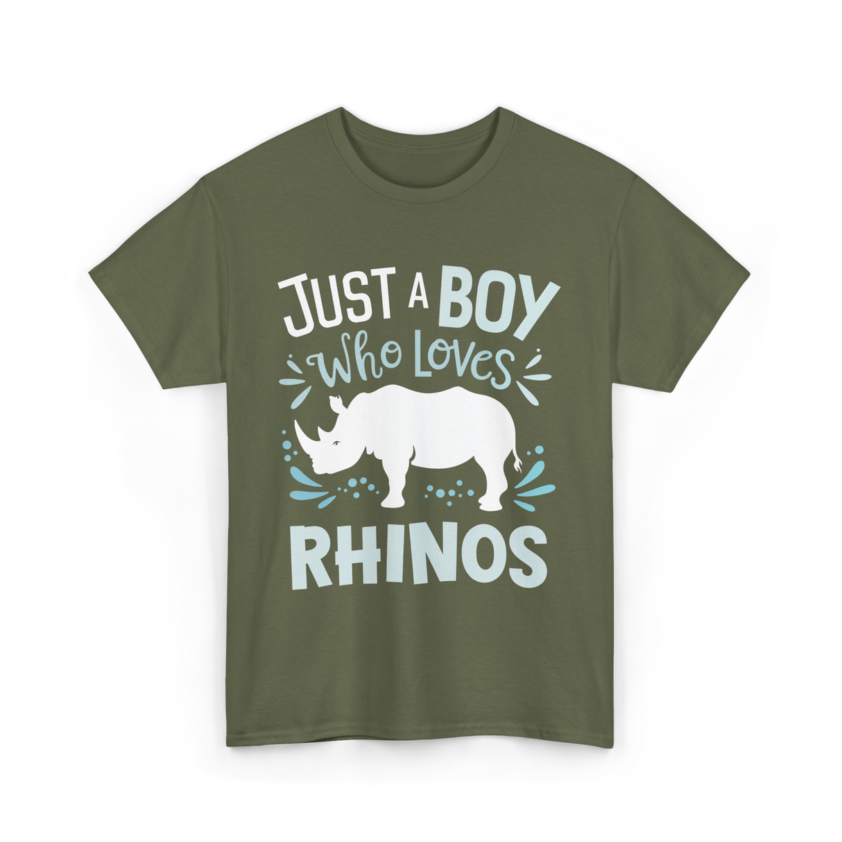 Just A Boy Rhinos Love T-Shirt - Military Green