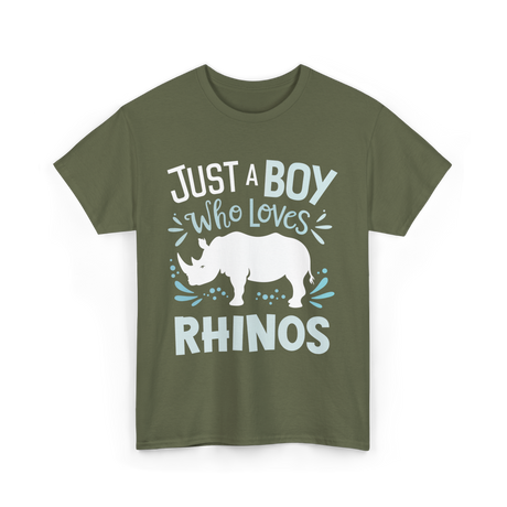 Just A Boy Rhinos Love T-Shirt - Military Green