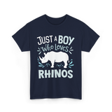 Just A Boy Rhinos Love T-Shirt - Navy