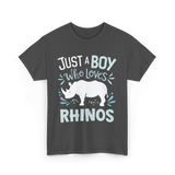 Just A Boy Rhinos Love T-Shirt - Dark Heather