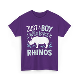 Just A Boy Rhinos Love T-Shirt - Purple