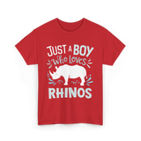 Just A Boy Rhinos Love T-Shirt - Red