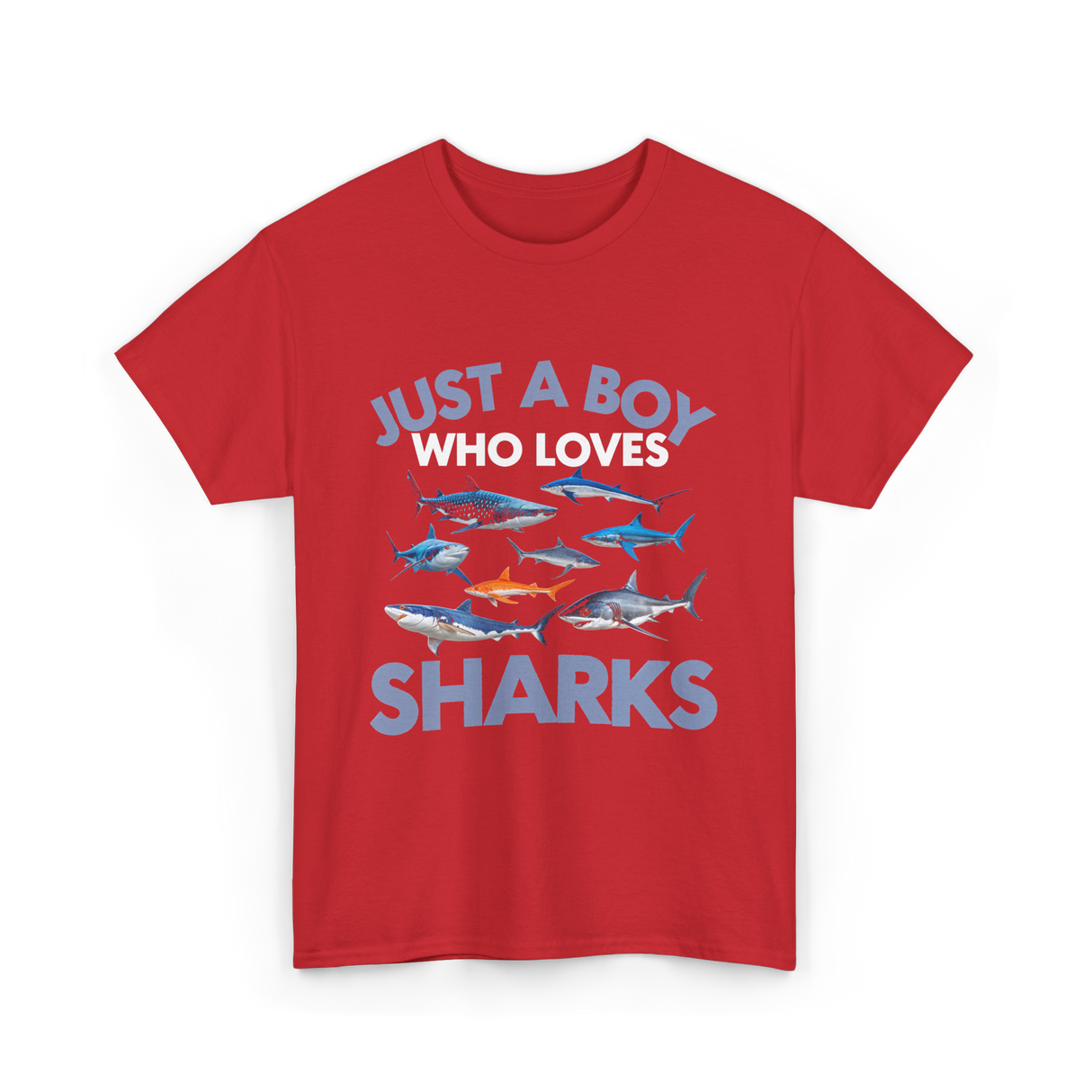 Just A Boy Sharks Shark Lover T-Shirt - Red