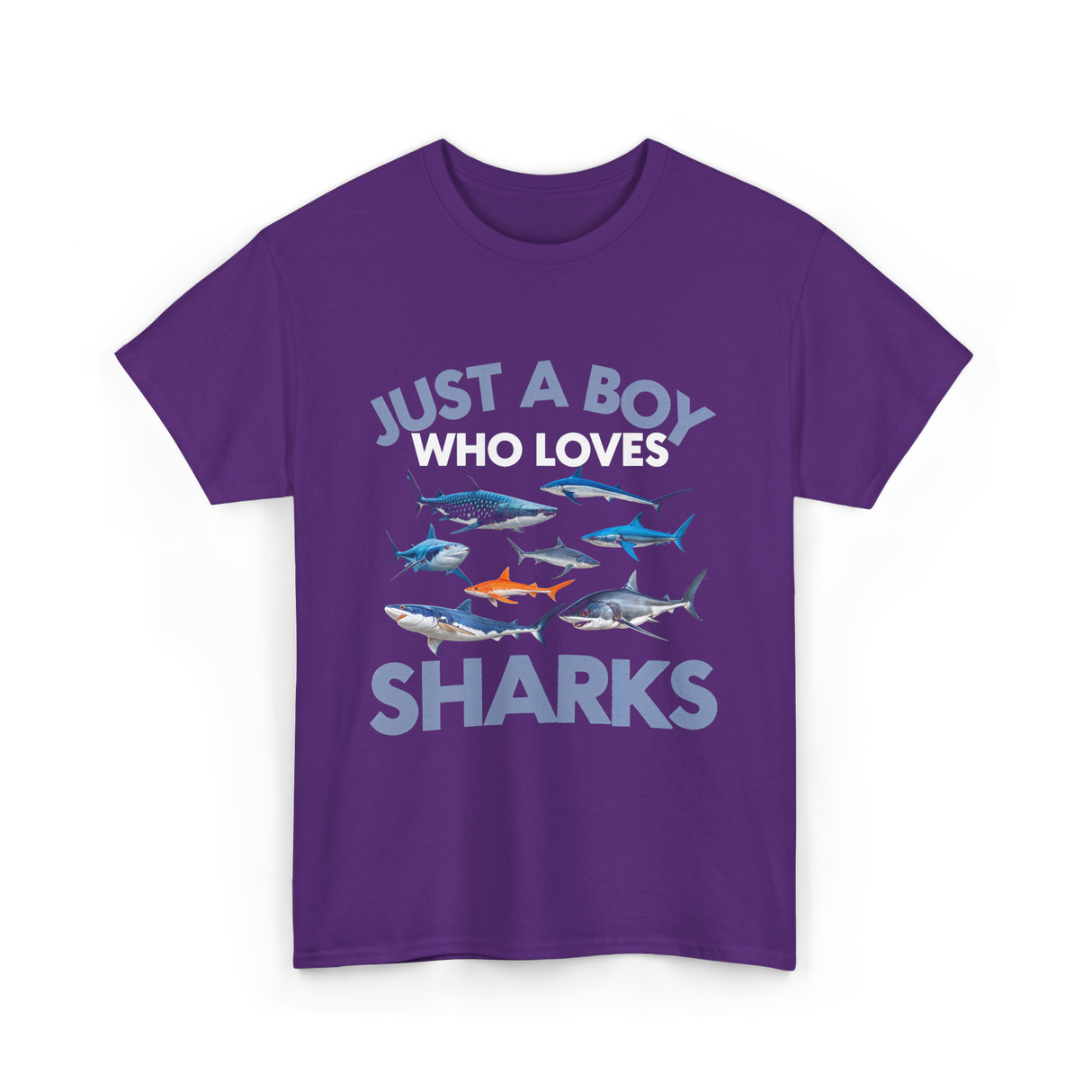 Just A Boy Sharks Shark Lover T-Shirt - Purple