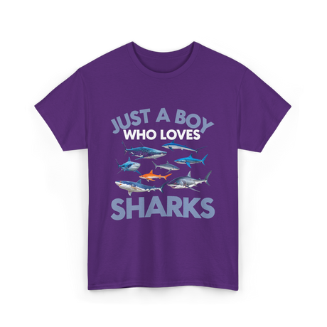 Just A Boy Sharks Shark Lover T-Shirt - Purple