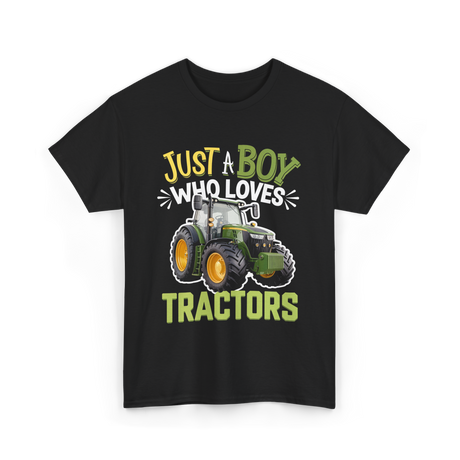 Just A Boy Tractors Farming T-Shirt - Black