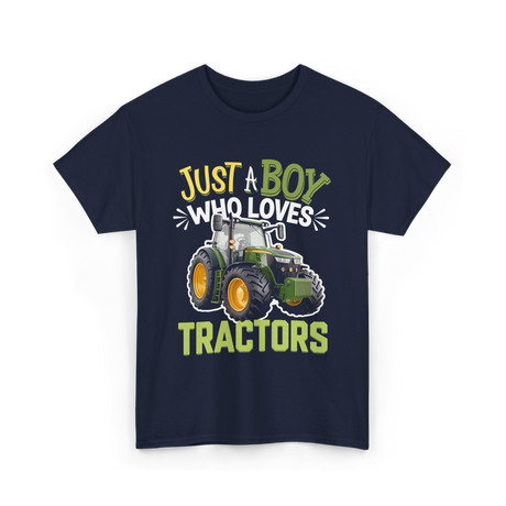 Just A Boy Tractors Farming T-Shirt - Navy