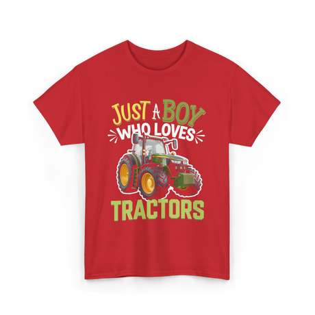 Just A Boy Tractors Farming T-Shirt - Red