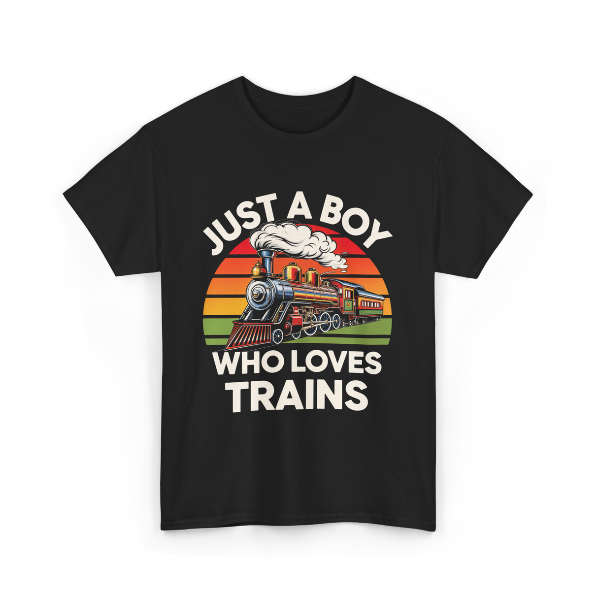 Just A Boy Trains Train Lover T-Shirt - Black