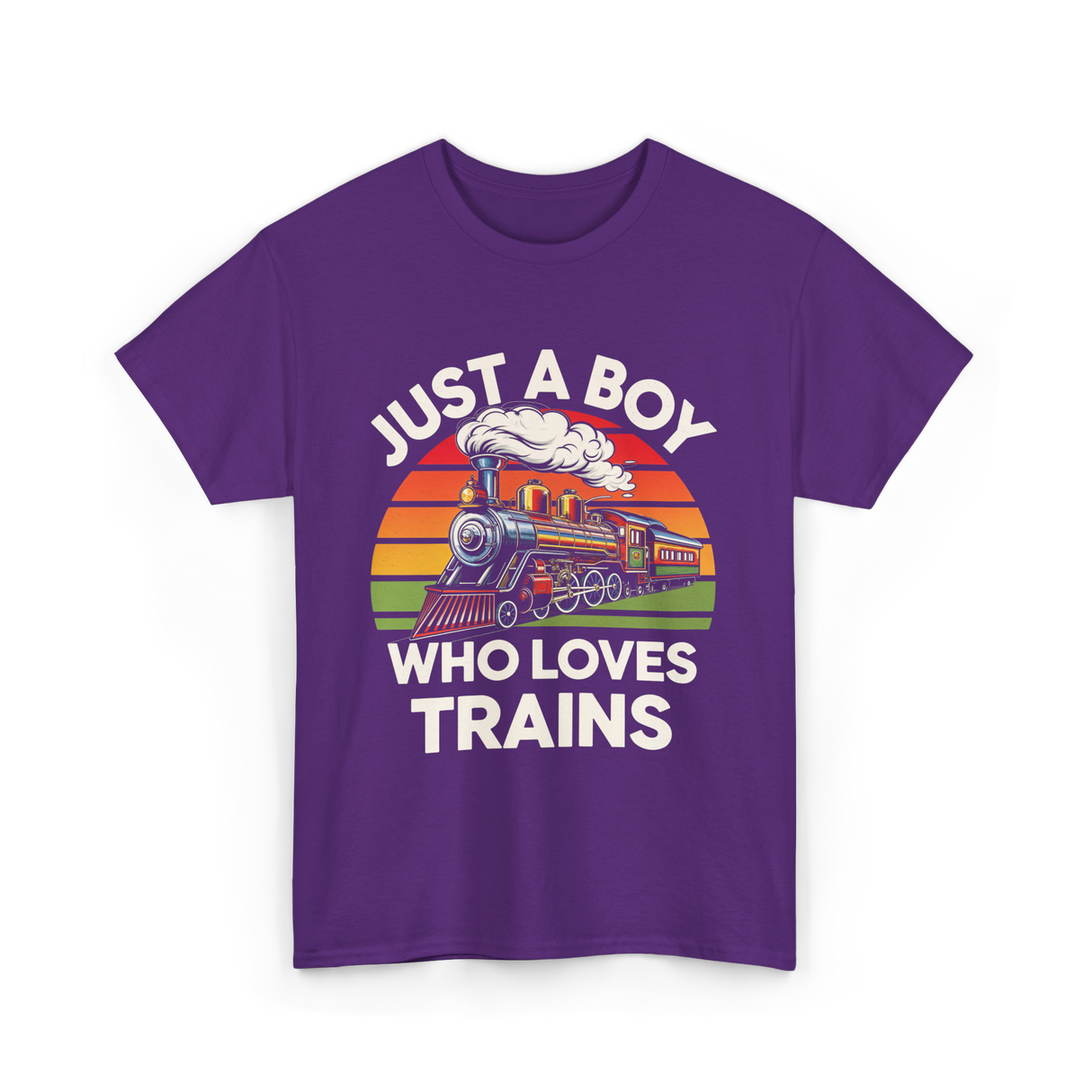 Just A Boy Trains Train Lover T-Shirt - Purple