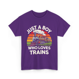 Just A Boy Trains Train Lover T-Shirt - Purple