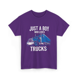 Just a Boy Trucks T-Shirt - Purple