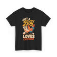 Just a Boy Who Loves Chickens Farming T-Shirt - Black