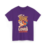 Just a Boy Who Loves Chickens Farming T-Shirt - Purple