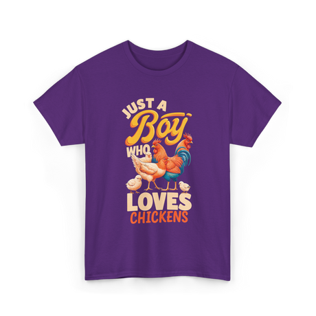 Just a Boy Who Loves Chickens Farming T-Shirt - Purple