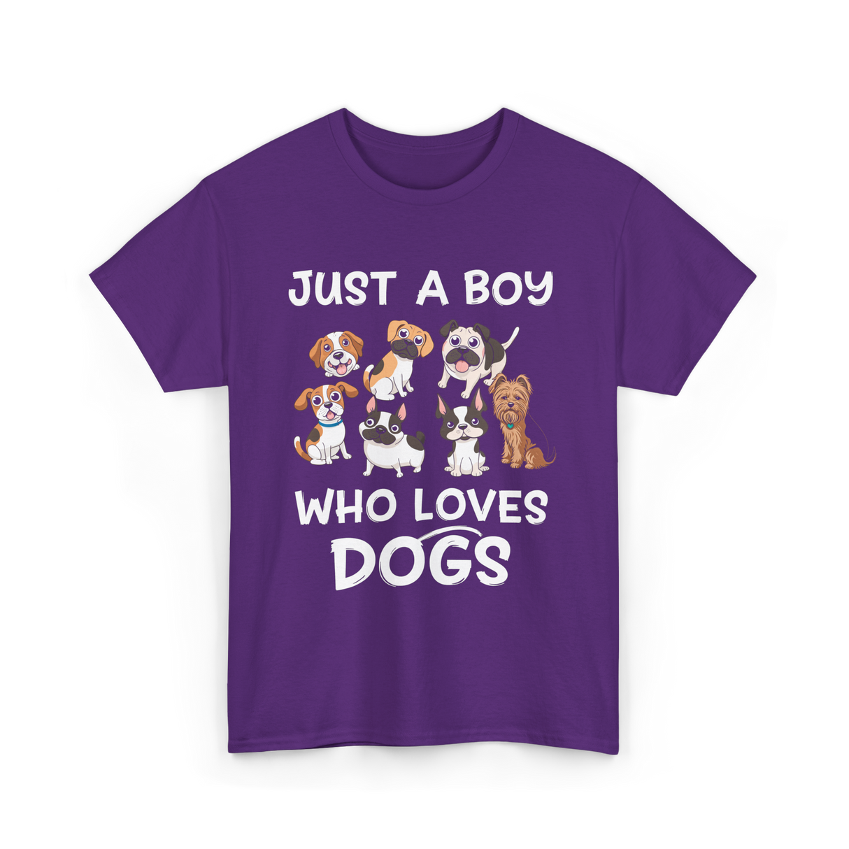 Just a Boy Who Loves Dogs T-Shirt - Purple