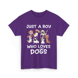 Just a Boy Who Loves Dogs T-Shirt - Purple