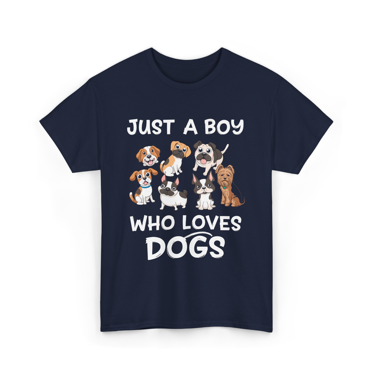 Just a Boy Who Loves Dogs T-Shirt - Navy