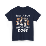 Just a Boy Who Loves Dogs T-Shirt - Navy