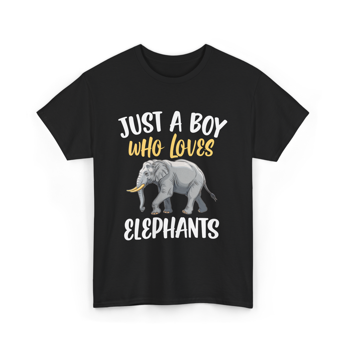 Just A Boy Who Loves Elephants Elephant T-Shirt - Black