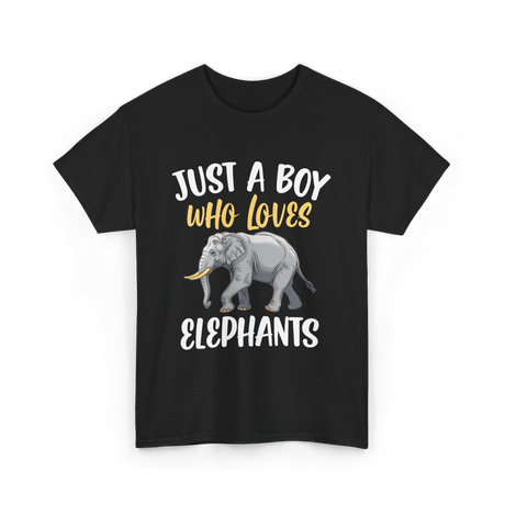 Just A Boy Who Loves Elephants Elephant T-Shirt - Black