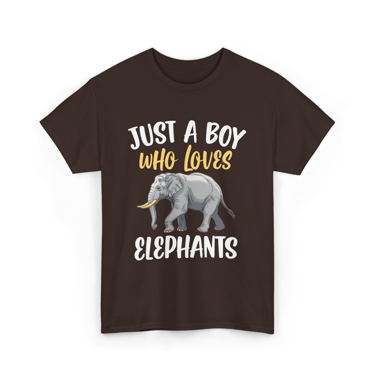 Just A Boy Who Loves Elephants Elephant T-Shirt - Dark Chocolate