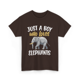 Just A Boy Who Loves Elephants Elephant T-Shirt - Dark Chocolate