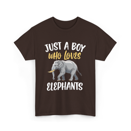 Just A Boy Who Loves Elephants Elephant T-Shirt - Dark Chocolate