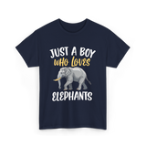 Just A Boy Who Loves Elephants Elephant T-Shirt - Navy