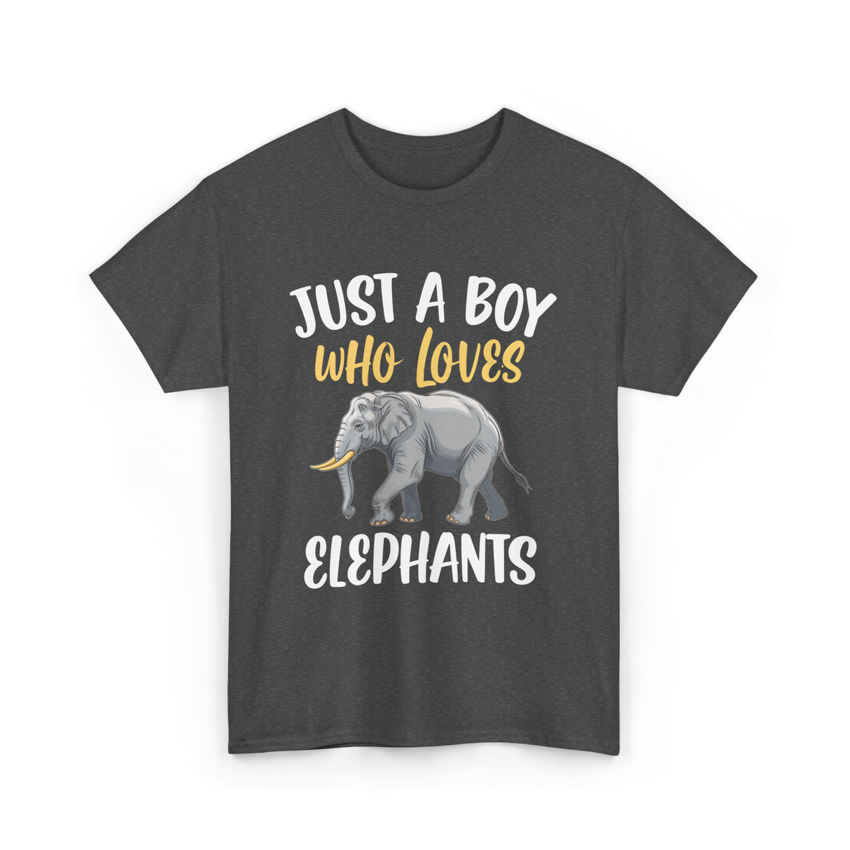 Just A Boy Who Loves Elephants Elephant T-Shirt - Dark Heather