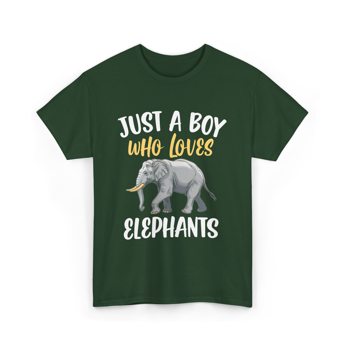 Just A Boy Who Loves Elephants Elephant T-Shirt - Forest Green