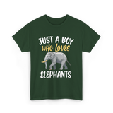 Just A Boy Who Loves Elephants Elephant T-Shirt - Forest Green