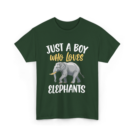 Just A Boy Who Loves Elephants Elephant T-Shirt - Forest Green