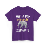 Just A Boy Who Loves Elephants Elephant T-Shirt - Purple