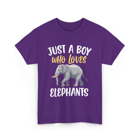 Just A Boy Who Loves Elephants Elephant T-Shirt - Purple