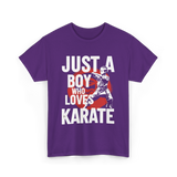 Just A Boy Who Loves Karate Martial Arts T-Shirt - Purple