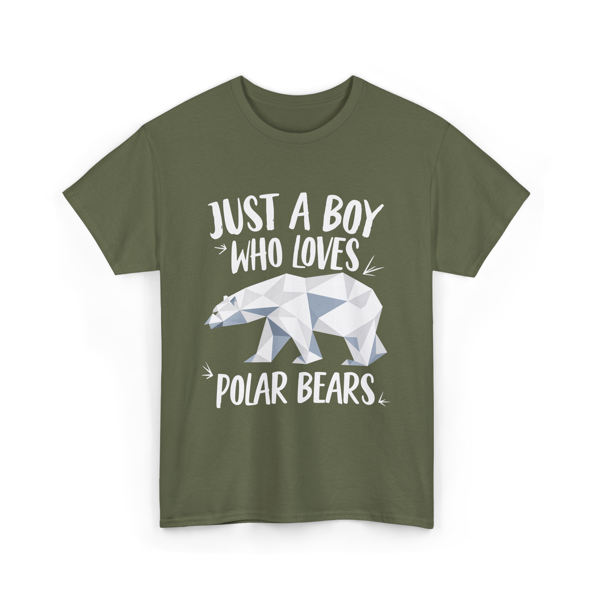 Just A Boy Who Loves Polar Bears Polar Bears T-Shirt - Military Green