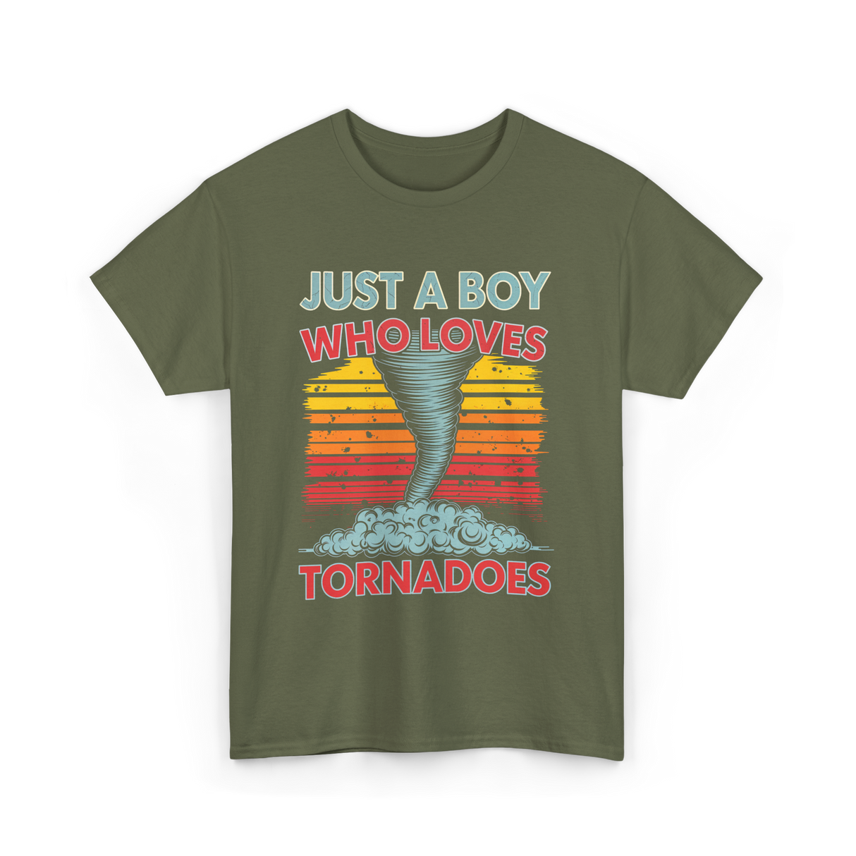 Just a Boy Who Loves Tornadoes Storm T-Shirt - Military Green