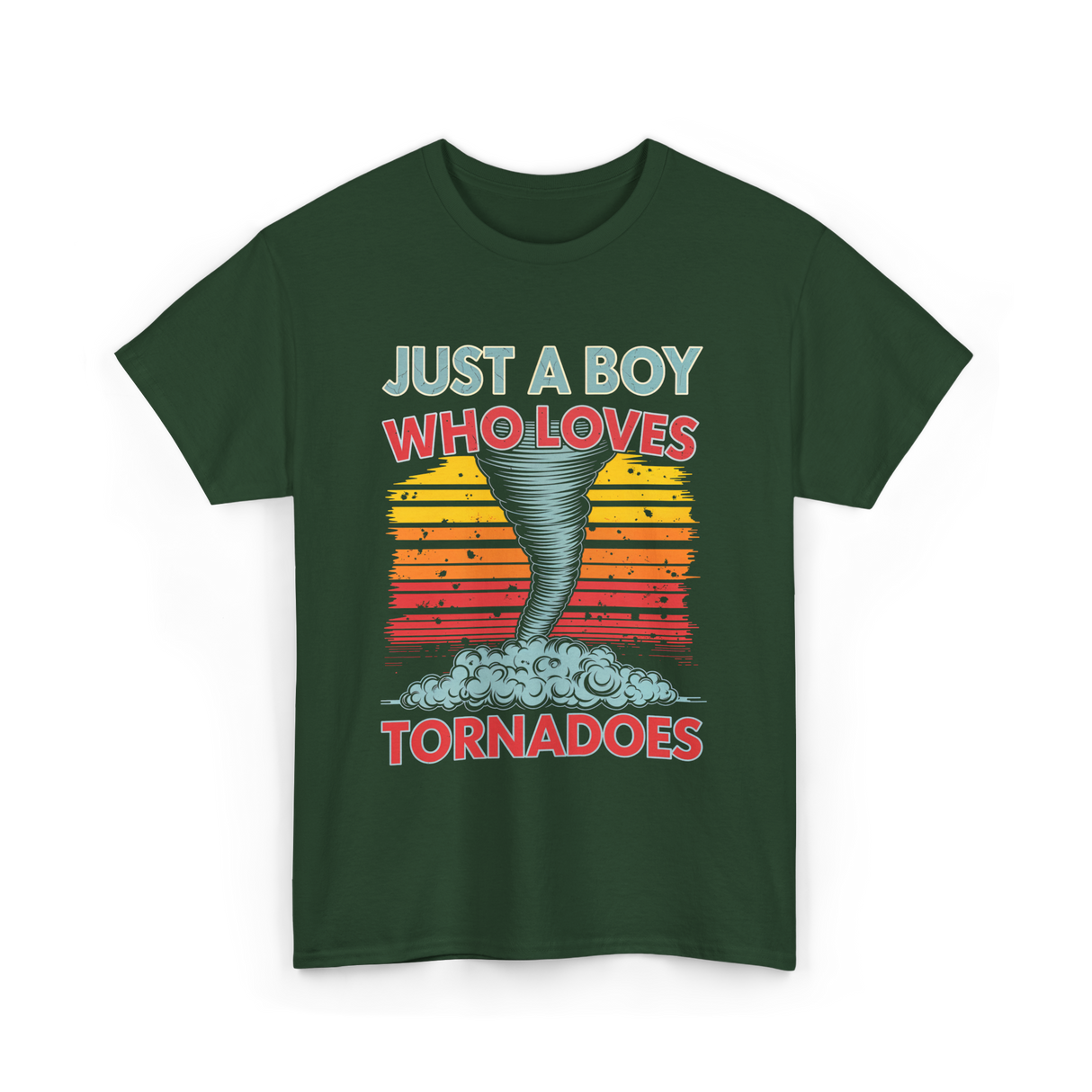 Just a Boy Who Loves Tornadoes Storm T-Shirt - Forest Green