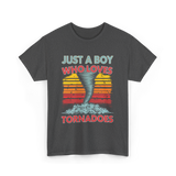 Just a Boy Who Loves Tornadoes Storm T-Shirt - Dark Heather