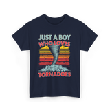 Just a Boy Who Loves Tornadoes Storm T-Shirt - Navy