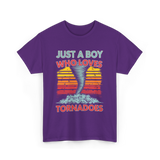 Just a Boy Who Loves Tornadoes Storm T-Shirt - Purple