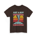 Just a Boy Who Loves Tornadoes Storm T-Shirt - Dark Chocolate